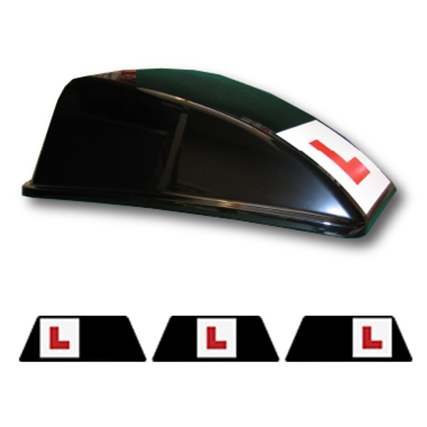 The Black Aero Roof Sign with L-plates Applied